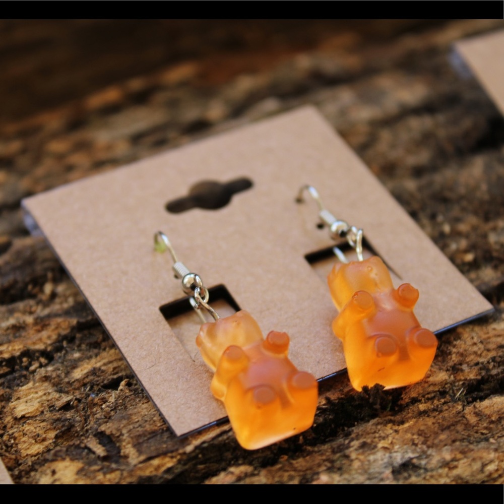 Orange gummy bear earrings